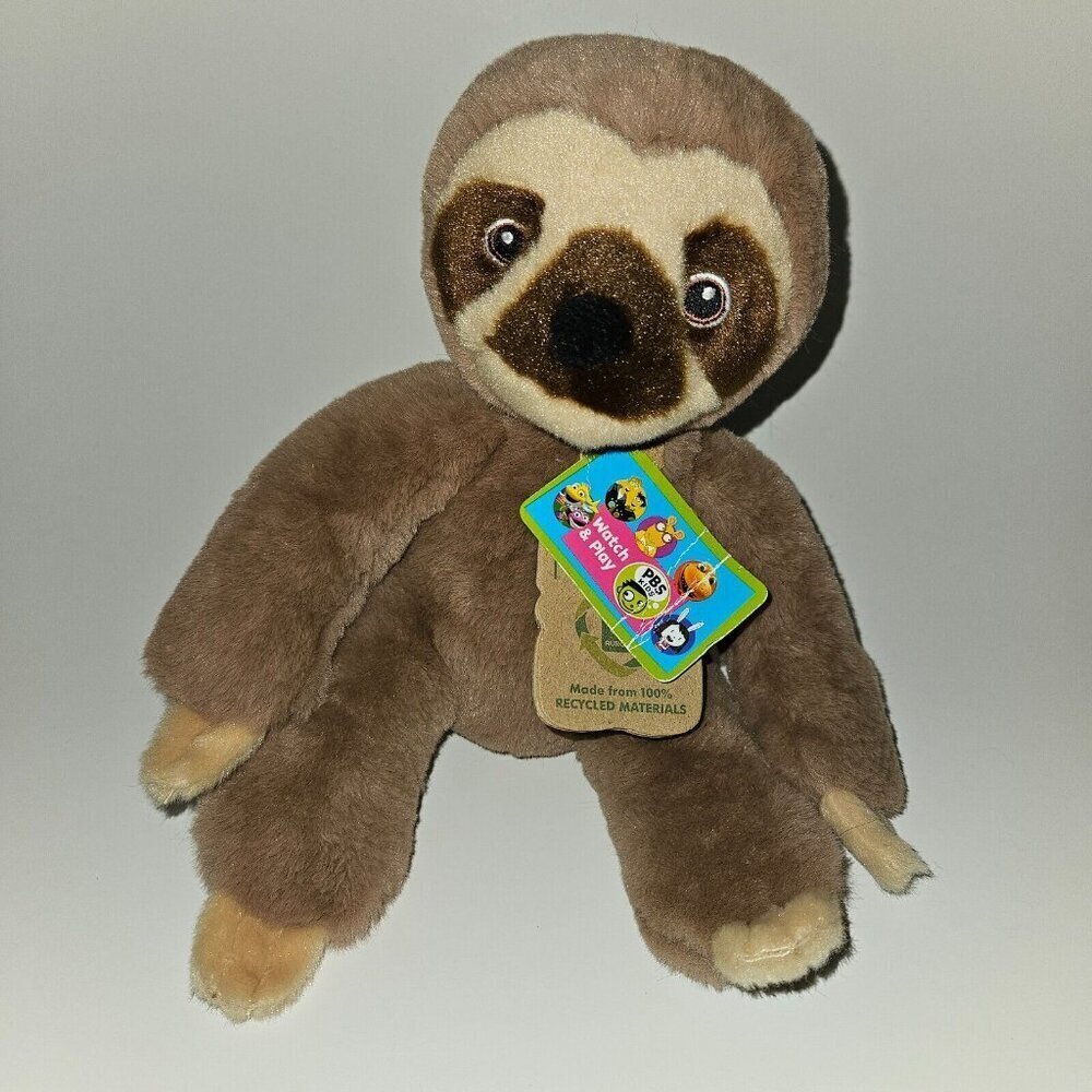 Aurora Eco Nation Brown Sloth Plush 9.5" Stuffed Animal Toy 2021 PBS Kids w/TAGS